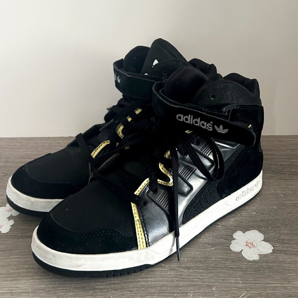 Adidas Women's MC-X1 M22277 Black Leather Hi Top Sneakers Size 8 EUC